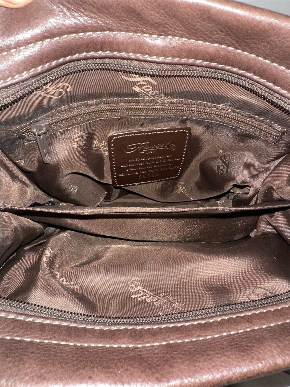 Fossil Brown Boho Leather Bag 75082 Classic Crossbody Messenger Vintage 90s 195
